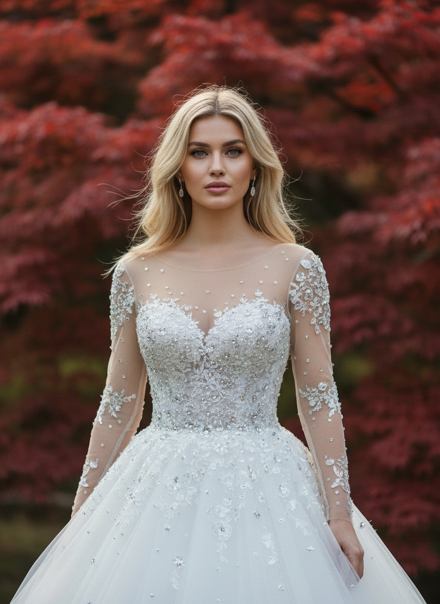 Crystal Ball Gown Wedding Dress — 6 Colours, 20W to 16W
