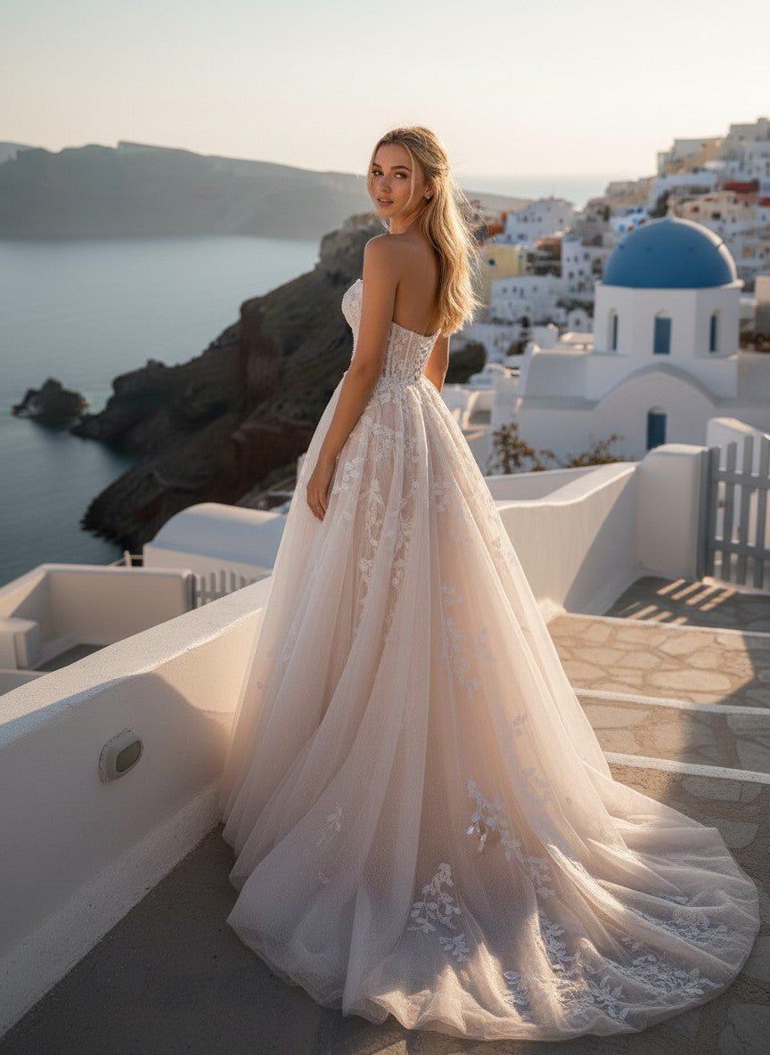 A-Line Lace Wedding Dress — 3 Colours, 2 to 18 W