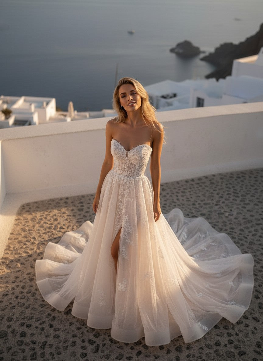 A-Line Lace Wedding Dress — 3 Colours, 2 to 18 W