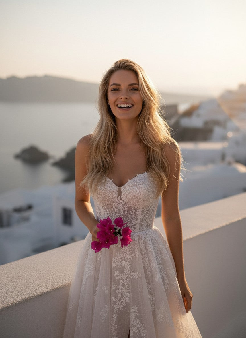 A-Line Lace Wedding Dress — 3 Colours, 2 to 18 W