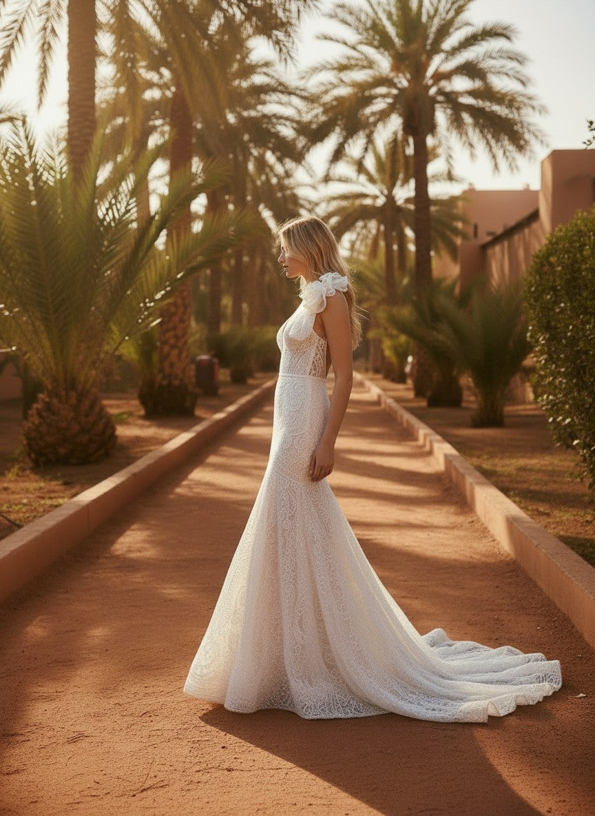 Mermaid Lace Wedding Dress — 4 Colours, 12 to 14 W