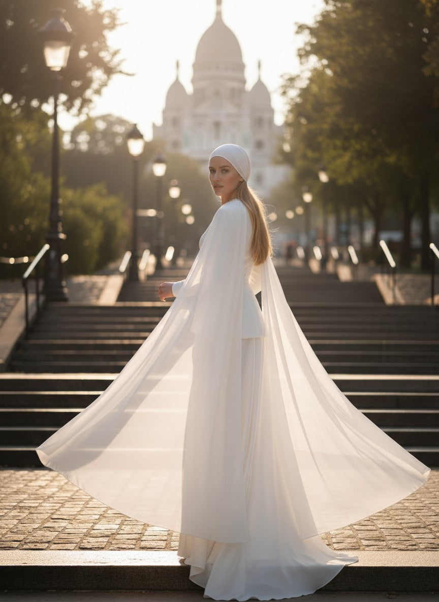 Long Sleeve Round Neck Wedding Dress — Long, 4 to Custom size